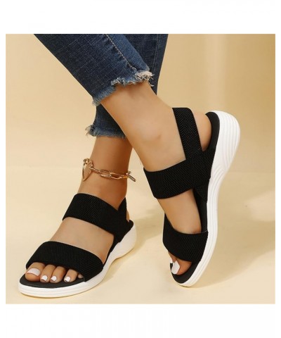 Mesh Wedges Sport Sandals for Women Ankle Elastic Comfortable Lightweight Soft Casual Slip on Sandals for Female Breathable O...