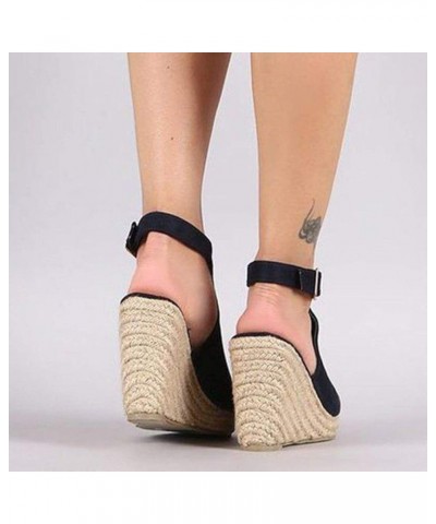 Wedge Sandals for Women, Women's Sandals Espadrilles Platform Wedge Casual Sandals Leopard Open Toe Sandals Black $13.61 Outd...