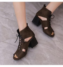 Womens Sandals Summer Bohemian Canvas Lace Up Sandals Thick Soled Ethnic Wedge Casual Dressy Sandals Brown $23.19 Sandals