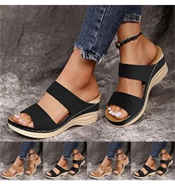 Sandals for Women Casual Summer Womens Sandals Dressy Summer Hollow Out Vintage Wedge Sandal Gladiator Outdoor Shoes,Black,US...