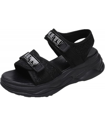 Yoga Sandals for Women Sports Sandals Female Summer Thick Bottom Women's Shoes Fashion Rome Casual Shoes (Black, 8) 6.5 Black...