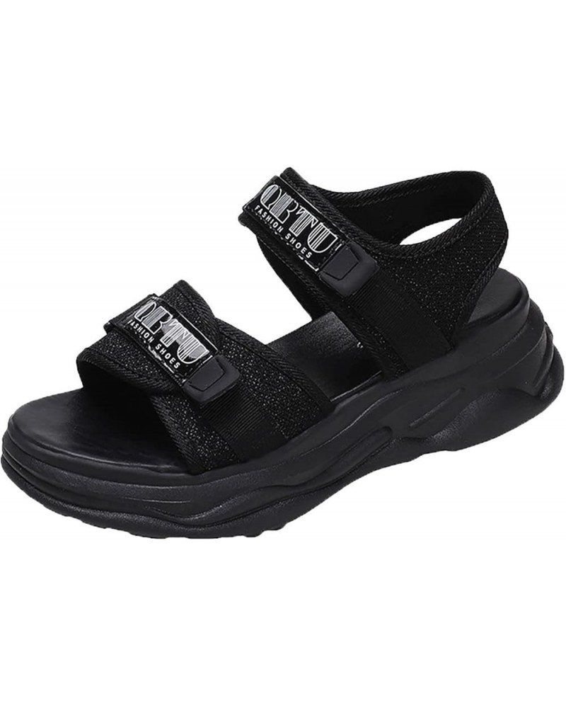 Yoga Sandals for Women Sports Sandals Female Summer Thick Bottom Women's Shoes Fashion Rome Casual Shoes (Black, 8) 6.5 Black...