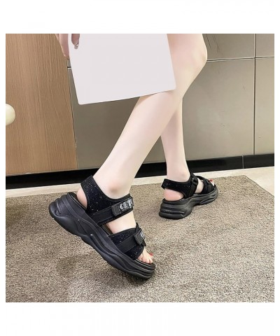 Yoga Sandals for Women Sports Sandals Female Summer Thick Bottom Women's Shoes Fashion Rome Casual Shoes (Black, 8) 6.5 Black...