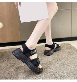 Yoga Sandals for Women Sports Sandals Female Summer Thick Bottom Women's Shoes Fashion Rome Casual Shoes (Black, 8) 6.5 Black...