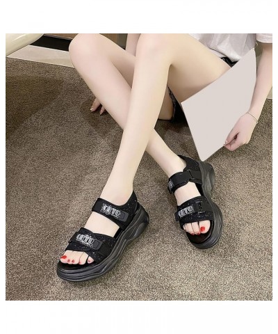 Yoga Sandals for Women Sports Sandals Female Summer Thick Bottom Women's Shoes Fashion Rome Casual Shoes (Black, 8) 6.5 Black...