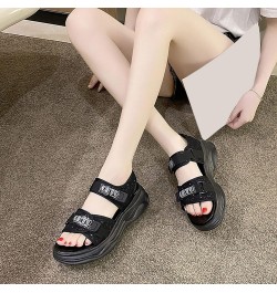 Yoga Sandals for Women Sports Sandals Female Summer Thick Bottom Women's Shoes Fashion Rome Casual Shoes (Black, 8) 6.5 Black...