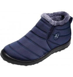 Womens Winter Snow Boots Fur Lined Warm Ankle Boots Slip On Waterproof Outdoor Booties Comfy Shoes for Women 08 A2-blue $16.0...