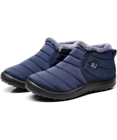 Womens Winter Snow Boots Fur Lined Warm Ankle Boots Slip On Waterproof Outdoor Booties Comfy Shoes for Women 08 A2-blue $16.0...