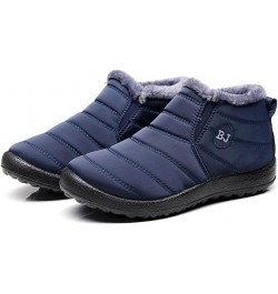 Womens Winter Snow Boots Fur Lined Warm Ankle Boots Slip On Waterproof Outdoor Booties Comfy Shoes for Women 08 A2-blue $16.0...