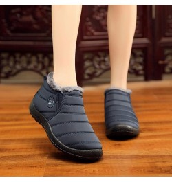 Womens Winter Snow Boots Fur Lined Warm Ankle Boots Slip On Waterproof Outdoor Booties Comfy Shoes for Women 08 A2-blue $16.0...