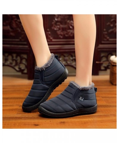 Womens Winter Snow Boots Fur Lined Warm Ankle Boots Slip On Waterproof Outdoor Booties Comfy Shoes for Women 08 A2-blue $16.0...