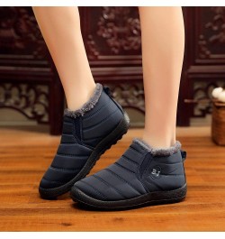 Womens Winter Snow Boots Fur Lined Warm Ankle Boots Slip On Waterproof Outdoor Booties Comfy Shoes for Women 08 A2-blue $16.0...