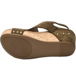 Carley Womens Casual Wedge 2.5 Khaki Faux Suede $26.52 Sandals