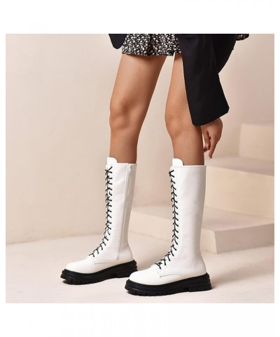 Boots for Women Shoes Pointed Toe Rhinestone Middle Thin Heels Boots Women Color Boots for Women with Heel Calf High A-white ...