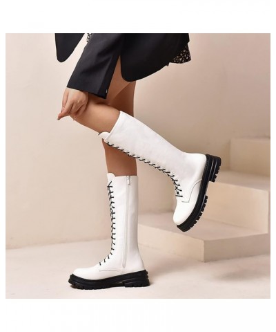 Boots for Women Shoes Pointed Toe Rhinestone Middle Thin Heels Boots Women Color Boots for Women with Heel Calf High A-white ...