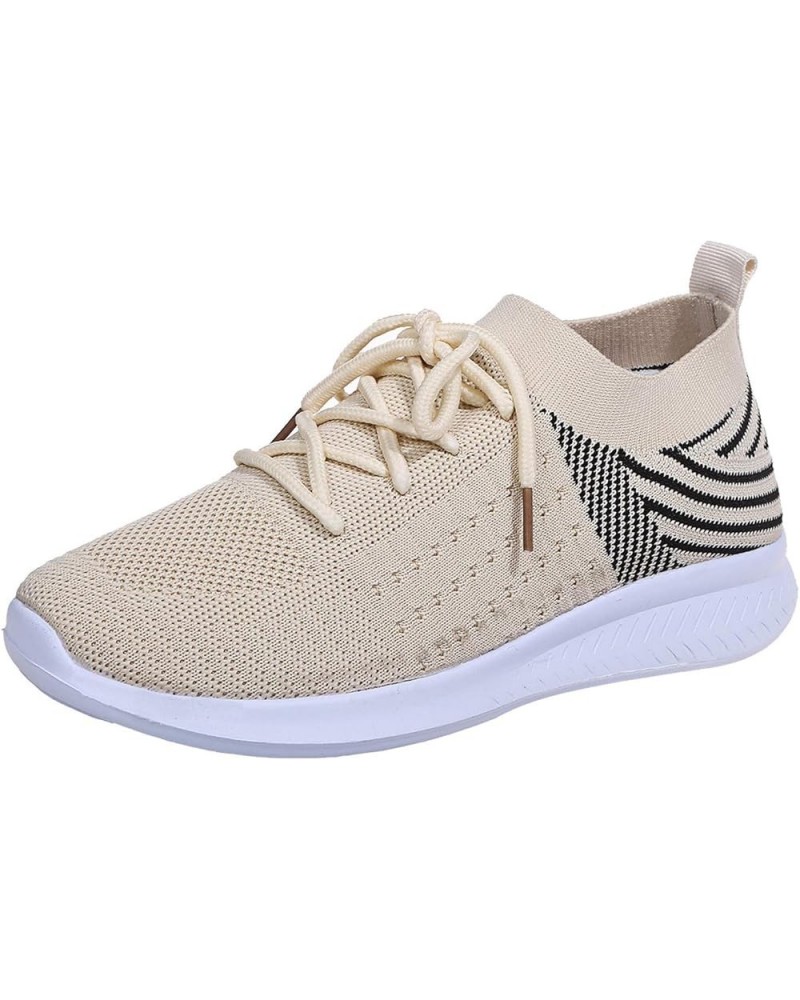 Loafers Mesh Casual Women's Lace Breathable Fashion Shoes Up Women's Casual Shoes Beach Sandals Beige $14.50 Sandals