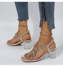 Women's Fashion Sandals Decor Chunky Heeled Mule Sandals Sexy high Heels Buckle Rhinestone,Black,37 37 Beige $18.74 Sandals