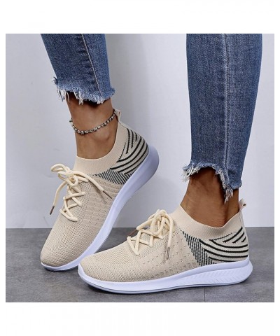 Loafers Mesh Casual Women's Lace Breathable Fashion Shoes Up Women's Casual Shoes Beach Sandals Beige $14.50 Sandals