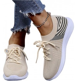 Loafers Mesh Casual Women's Lace Breathable Fashion Shoes Up Women's Casual Shoes Beach Sandals Beige $14.50 Sandals