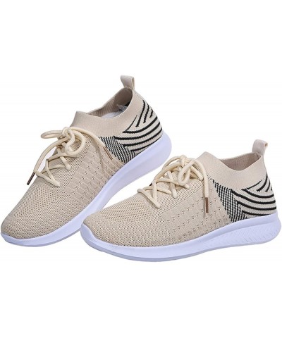 Loafers Mesh Casual Women's Lace Breathable Fashion Shoes Up Women's Casual Shoes Beach Sandals Beige $14.50 Sandals