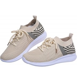 Loafers Mesh Casual Women's Lace Breathable Fashion Shoes Up Women's Casual Shoes Beach Sandals Beige $14.50 Sandals