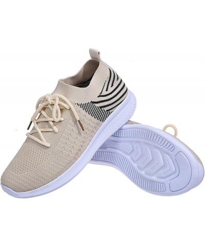 Loafers Mesh Casual Women's Lace Breathable Fashion Shoes Up Women's Casual Shoes Beach Sandals Beige $14.50 Sandals