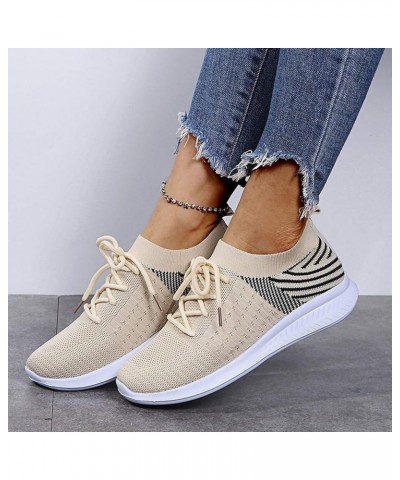 Loafers Mesh Casual Women's Lace Breathable Fashion Shoes Up Women's Casual Shoes Beach Sandals Beige $14.50 Sandals