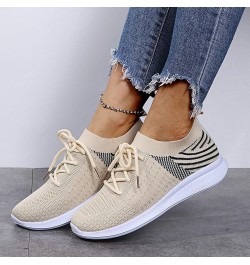 Loafers Mesh Casual Women's Lace Breathable Fashion Shoes Up Women's Casual Shoes Beach Sandals Beige $14.50 Sandals