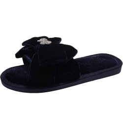 Beach Sandals for Women Wedge Ladies Fashion Solid Color Bow Knot Comfortable Warm Flat Flip Flops for Walking Women Blue $11...