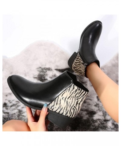 Womens Western Boots Booties for Women High Heel Comfortable Shoes for Women Fashion Bow Snow Boots Black-e $21.40 Outdoor Shoes