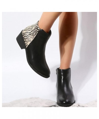 Womens Western Boots Booties for Women High Heel Comfortable Shoes for Women Fashion Bow Snow Boots Black-e $21.40 Outdoor Shoes