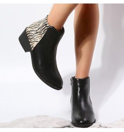 Womens Western Boots Booties for Women High Heel Comfortable Shoes for Women Fashion Bow Snow Boots Black-e $21.40 Outdoor Shoes