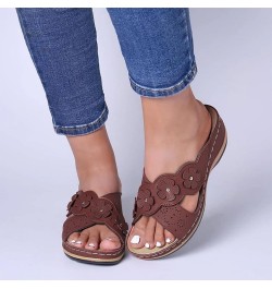 Women's Sandals Wedges Slippers for Women Slippers Fashion Ladies Casual Outdoor Slippers Beach Beach Dressy Comfort Brown $1...