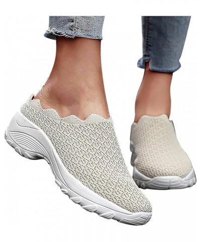 Women's Fashion Sneakers Women's Slip On Shoes Sneakers for Women Fashion Comfortable Hollow Out Casual Summer Shoes C2-beige...