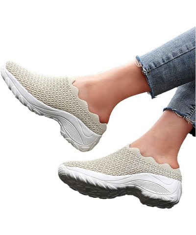 Women's Fashion Sneakers Women's Slip On Shoes Sneakers for Women Fashion Comfortable Hollow Out Casual Summer Shoes C2-beige...