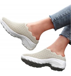 Women's Fashion Sneakers Women's Slip On Shoes Sneakers for Women Fashion Comfortable Hollow Out Casual Summer Shoes C2-beige...