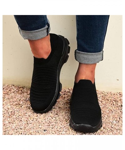 Gym Shoes For Women Workout Memory Foam Athletic Walking Running Shoes Slip On Casual Mesh Tennis Sneakers Black $15.67 Fashi...