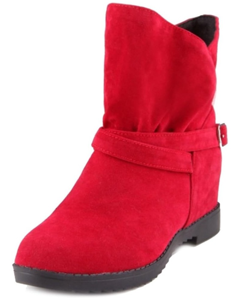 Ankle Boots with Flat and Casual Boots with Large Size Available for Fahsion Women Red $37.40 Boots