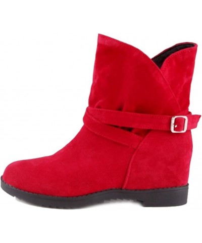 Ankle Boots with Flat and Casual Boots with Large Size Available for Fahsion Women Red $37.40 Boots