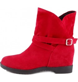 Ankle Boots with Flat and Casual Boots with Large Size Available for Fahsion Women Red $37.40 Boots