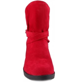 Ankle Boots with Flat and Casual Boots with Large Size Available for Fahsion Women Red $37.40 Boots