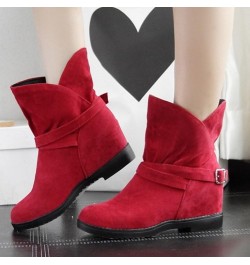 Ankle Boots with Flat and Casual Boots with Large Size Available for Fahsion Women Red $37.40 Boots