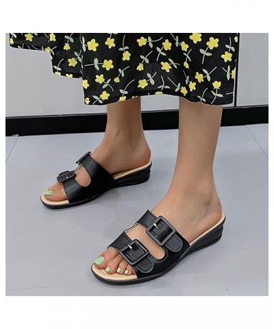 Heeled Sandals for Women wide width wedding sandals for bride wide width black wedge heels women Z 15-black $14.11 Sandals