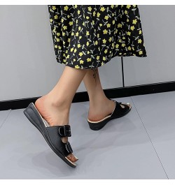 Heeled Sandals for Women wide width wedding sandals for bride wide width black wedge heels women Z 15-black $14.11 Sandals