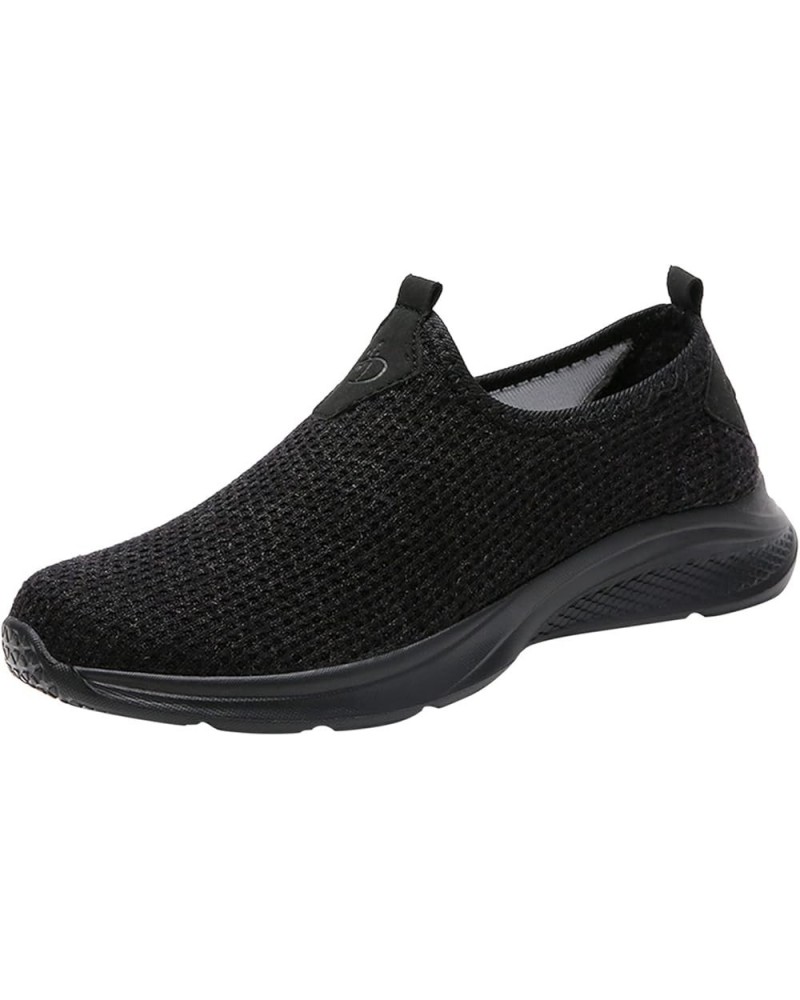 Women Wedge Shoes, Women's Sneakers Fashion Lightweight Casual Walking Shoes Knit Mesh Slip On Sneakers Gift Z 12-black $23.2...