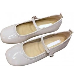 Women's Mary Jane Flats Fashion Square Toe Soft Ballet Flats Comfort One Line Strap Dress Flats C Apricot $20.37 Flats