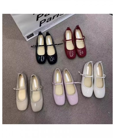 Women's Mary Jane Flats Fashion Square Toe Soft Ballet Flats Comfort One Line Strap Dress Flats C Apricot $20.37 Flats