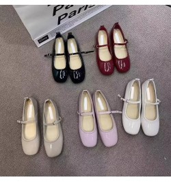 Women's Mary Jane Flats Fashion Square Toe Soft Ballet Flats Comfort One Line Strap Dress Flats C Apricot $20.37 Flats