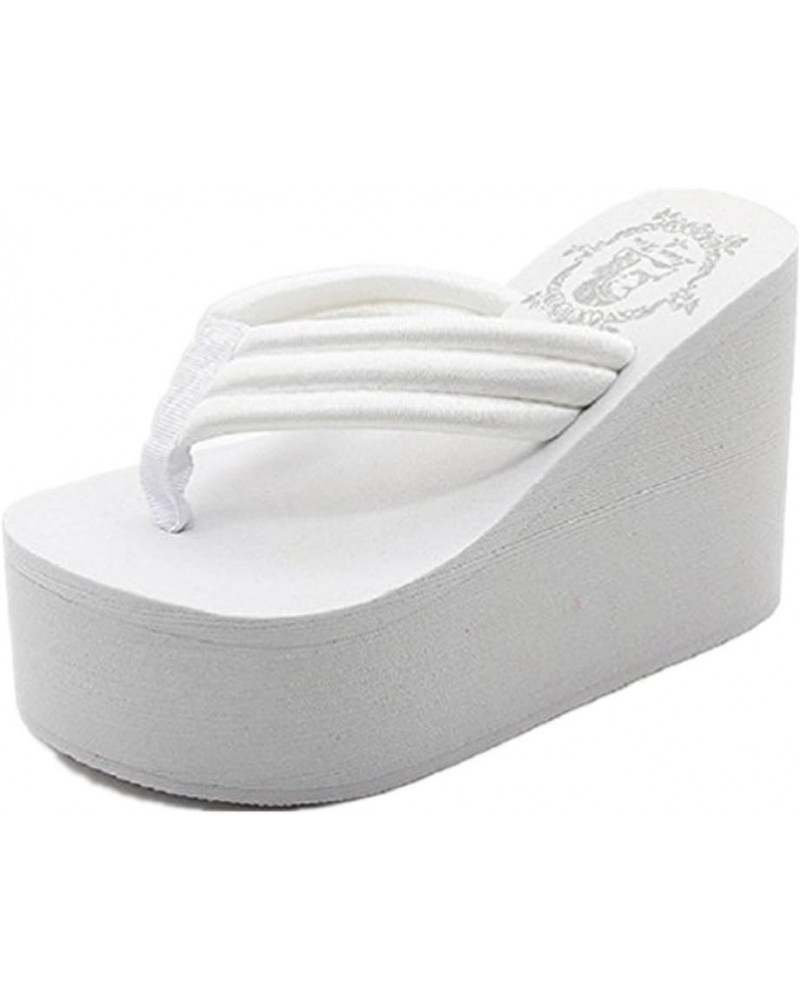 Womens Wedges Flip Flops Summer Thong Beach Sandals Chunky High Platform, 8US/39EU, White $45.04 Sandals