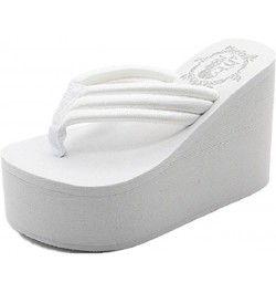 Womens Wedges Flip Flops Summer Thong Beach Sandals Chunky High Platform, 8US/39EU, White $45.04 Sandals